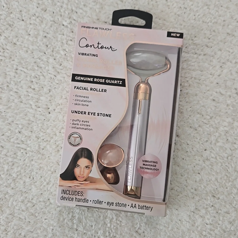 NEW Flawless Contour Vibrating Facial Roller & Massager Rose Gold